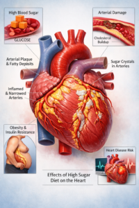 Heart damage caused by high sugar diet – Sugar Side Effects & How to Reduce Them.