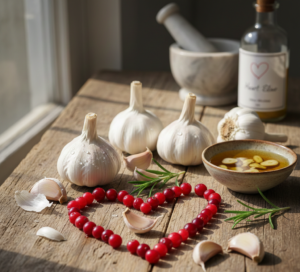 Home Remedies for High Blood Pressure using fresh garlic to support heart health naturally.