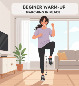 Home Workout for Beginners – person marching in place.