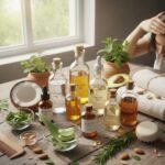 Natural hair oils and herbal ingredients for healthy hair growth.