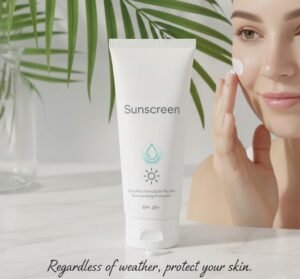 Hydrating sunscreen for dry skin care routine with SPF 30+.