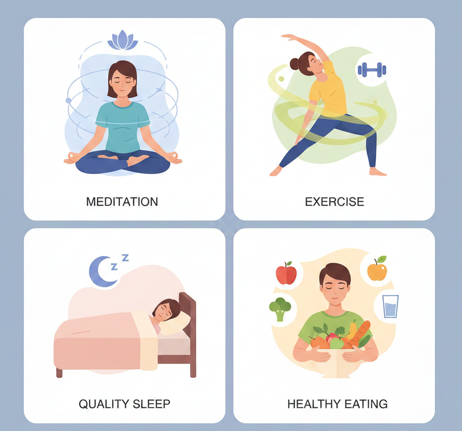 Healthy lifestyle habits that improve mental health and emotional well-being.